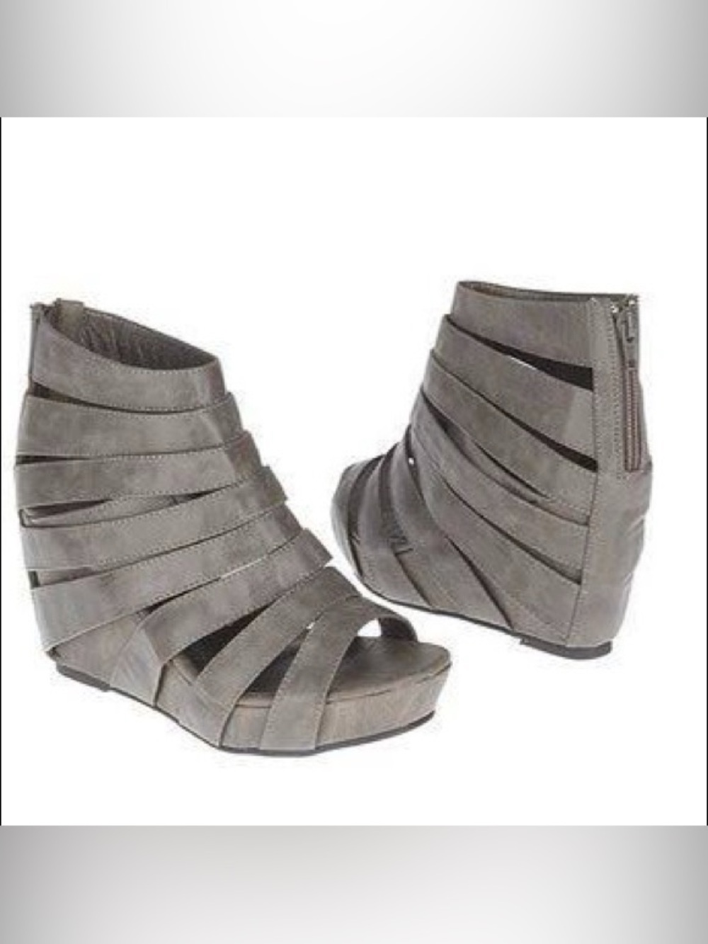Coconuts Cage Wedge Sandal in Grey